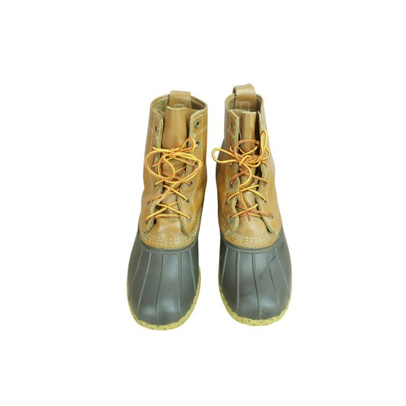 LL Bean Brown Leather Lace Up Round Toe Unlined Ankle Duck Boots Size 7 M - Picture 5 of 10